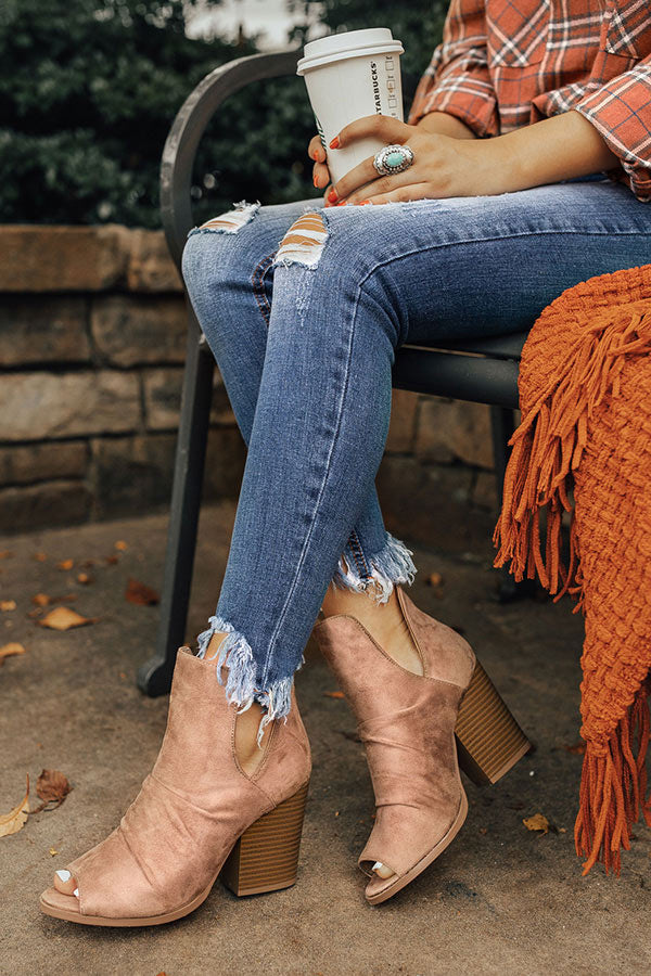 The Emery Faux Suede Bootie in Taupe