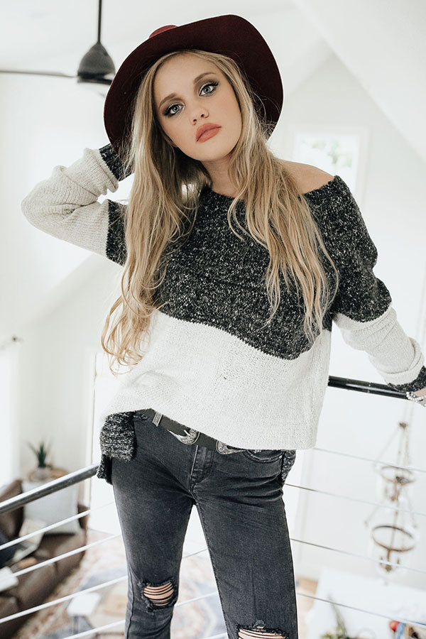 Moonlight Magic Color Block Sweater in Charcoal