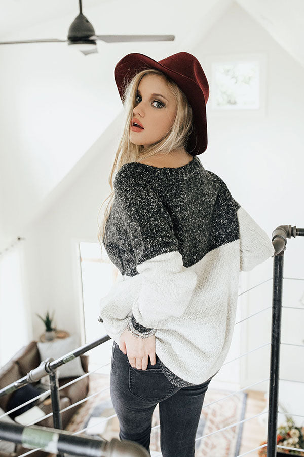 Moonlight Magic Color Block Sweater in Charcoal Image - 1
