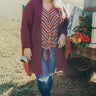 Let's Stay Home Popcorn Knit Cardigan in Wine Curves Image - 1