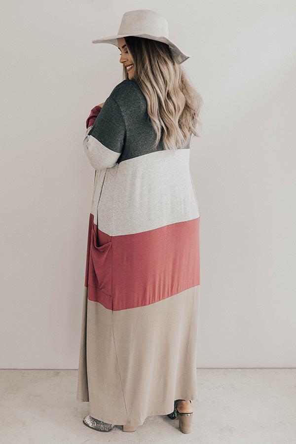Graceful And Gorgeous Color Block Cardigan Curves Image - 1