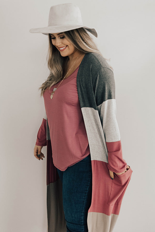 Graceful And Gorgeous Color Block Cardigan Curves Image - 1