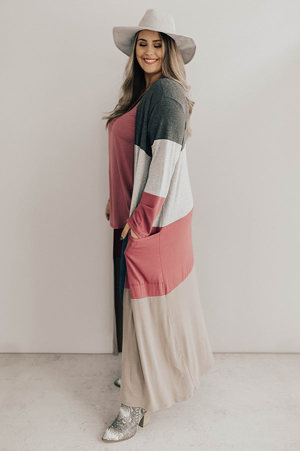 Graceful And Gorgeous Color Block Cardigan Curves Image - 1