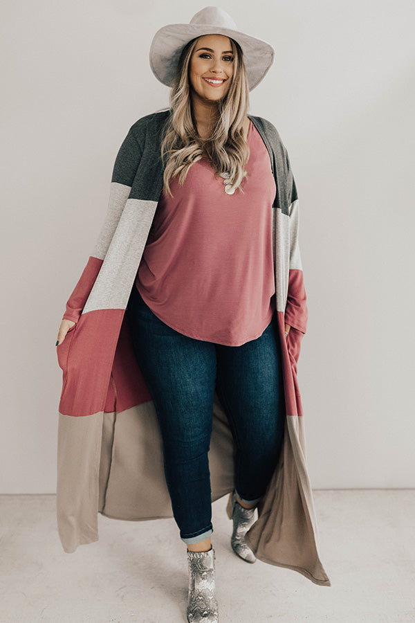 Graceful And Gorgeous Color Block Cardigan Curves Image - 1