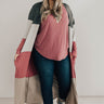 Graceful And Gorgeous Color Block Cardigan Curves Image - 1
