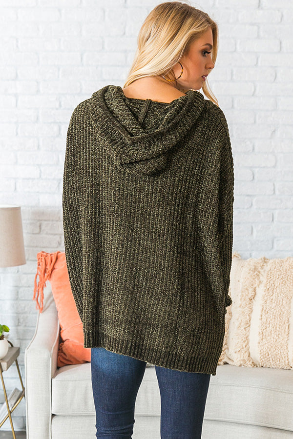 S'more Fall Please Chenille Sweater In Olive