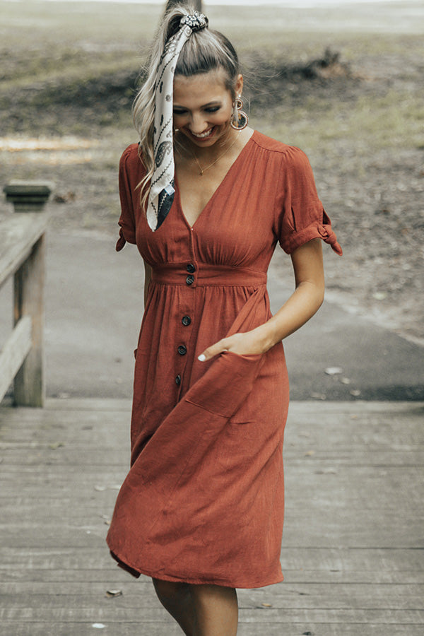 Love At First Midi Dress In Rust Impressions Online Boutique Love At First Midi Dress In Rust Impressions Online Boutique