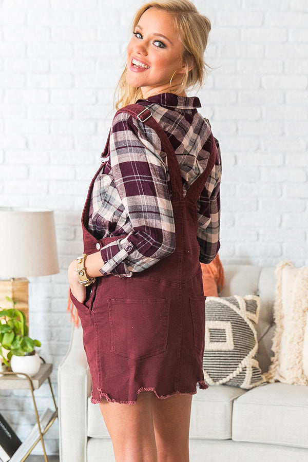 Class Act Overall Dress in Merlot