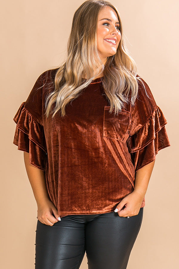 Paparazzi Please Velvet Top In Cinnamon  Curves