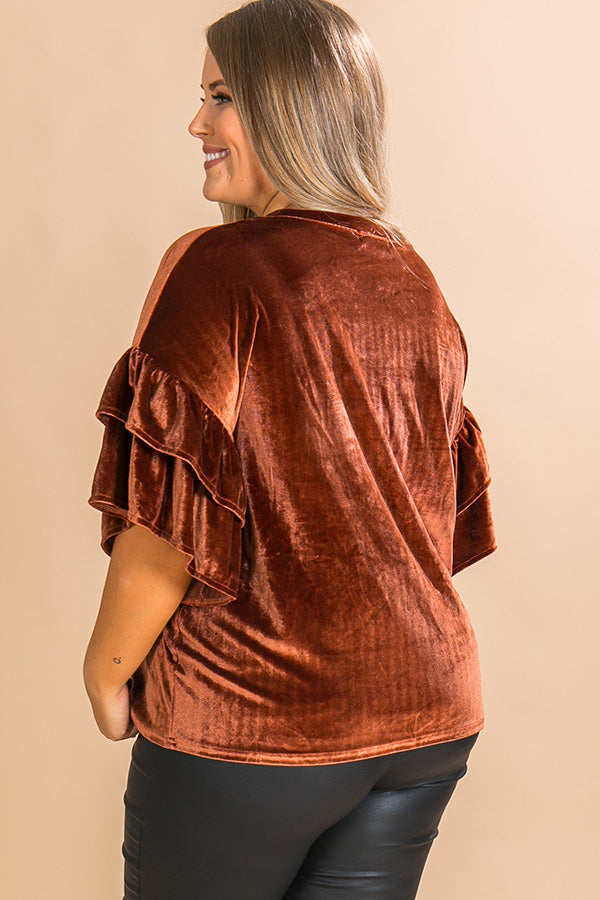 Paparazzi Please Velvet Top In Cinnamon  Curves