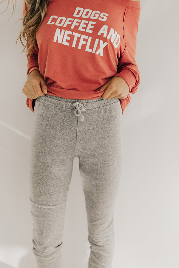 Hot Cocoa & Cuddles Velour Joggers In Grey