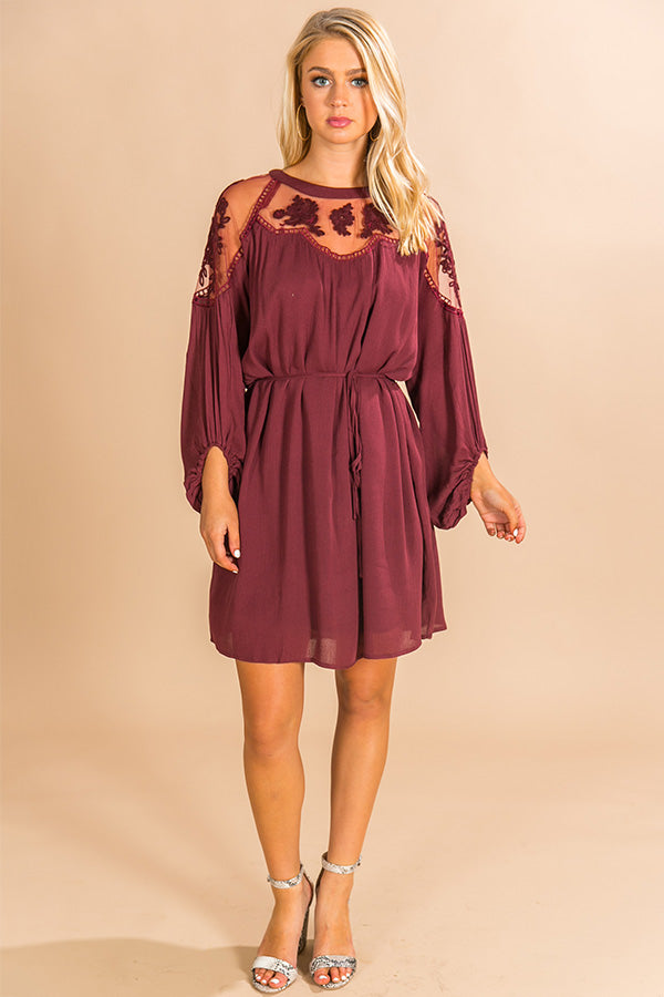 All Day Chic Lace Shift Dress In Merlot Image - 1
