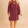 All Day Chic Lace Shift Dress In Merlot Image - 1