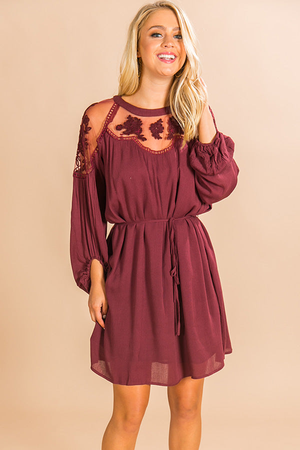 All Day Chic Lace Shift Dress In Merlot Image - 2