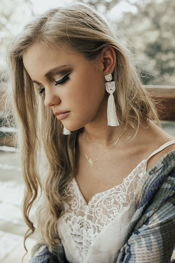 London Dreaming Tassel Earrings in Ivory