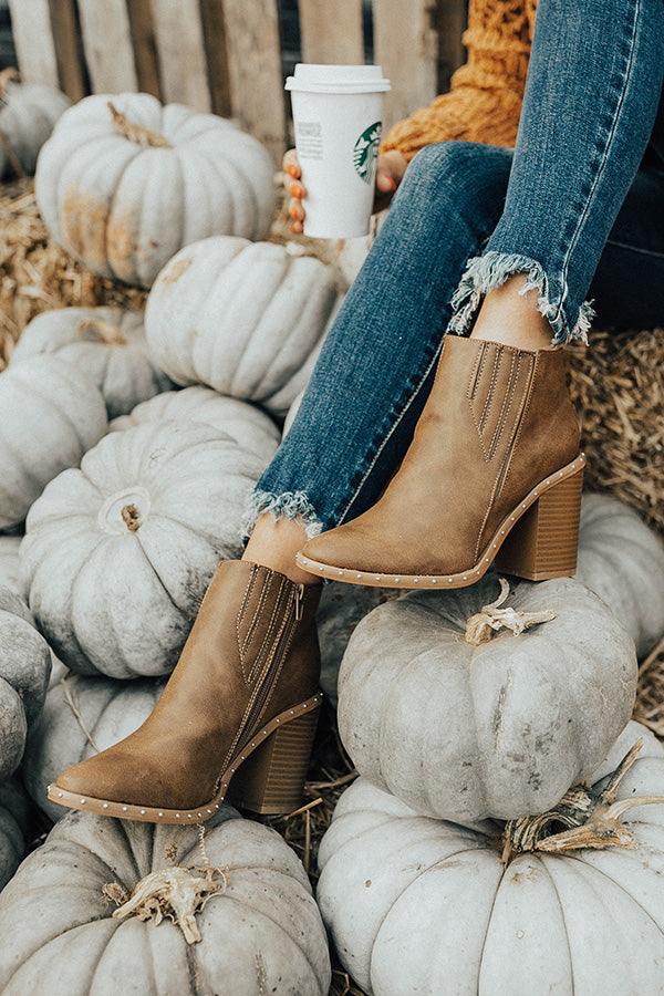 The Tori Faux Leather Bootie in Mocha