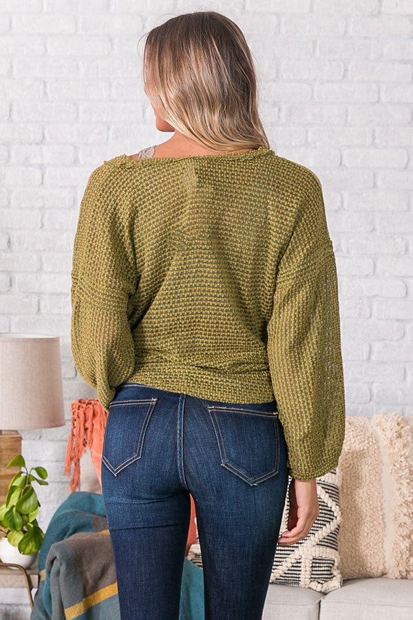 Cappuccinos And Chit Chat Knit Top In Sage