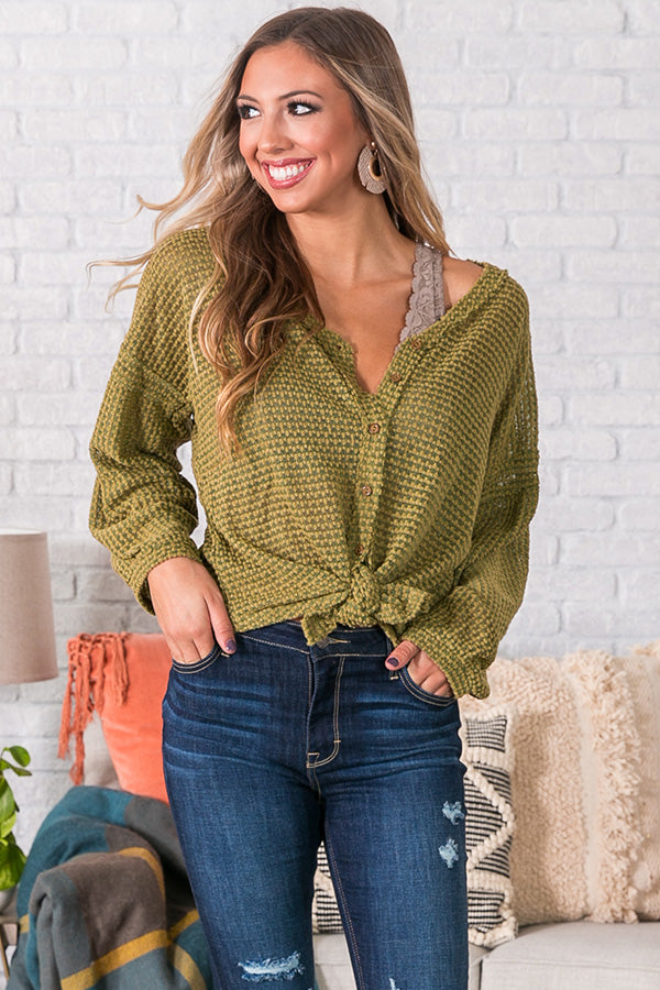 Cappuccinos And Chit Chat Knit Top In Sage