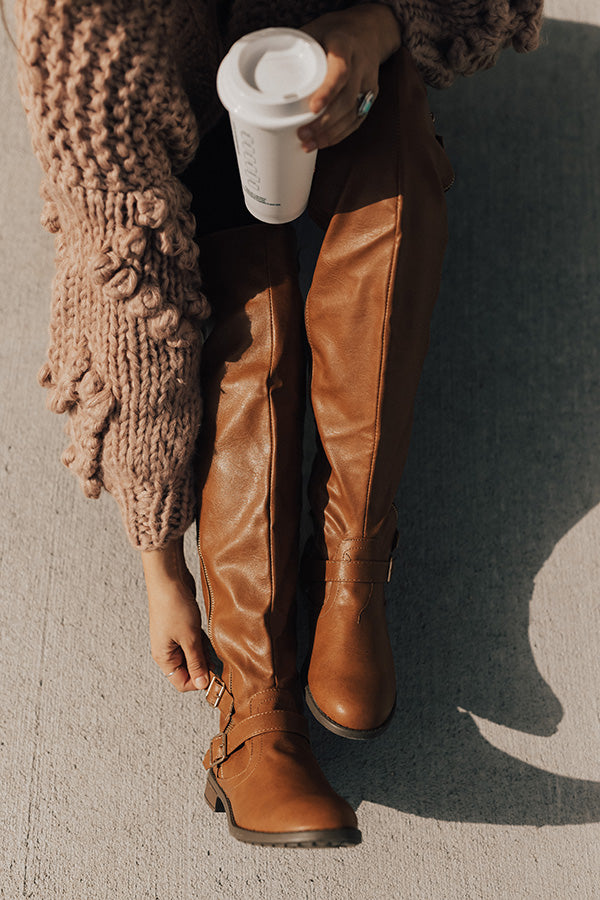 The Angie Faux Leather Knee High Boot in Brown