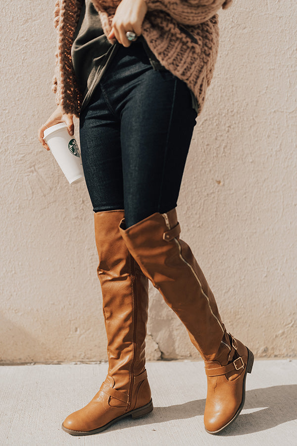 The Angie Faux Leather Knee High Boot in Brown