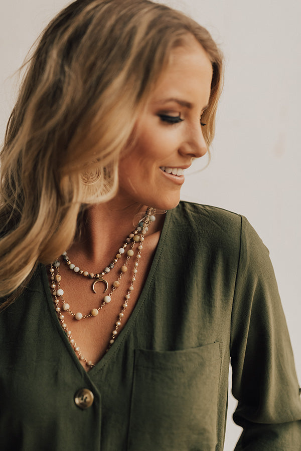 Suite Style Layered Necklace In Sea Glass