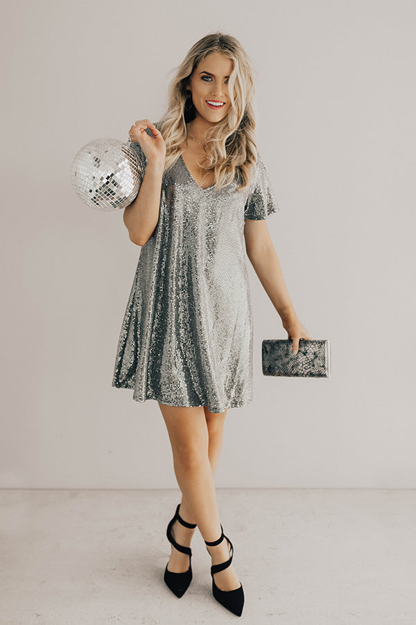 Stunningly Chic Shift Dress In Silver