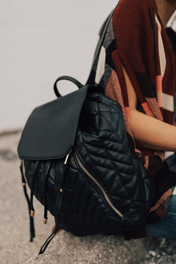 Jetting To Aspen Quilted Backpack in Black Jetting To Aspen Quilted Backpack in Black