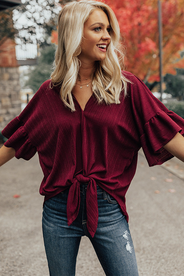 Leaves and Lattes Shift Top in Merlot