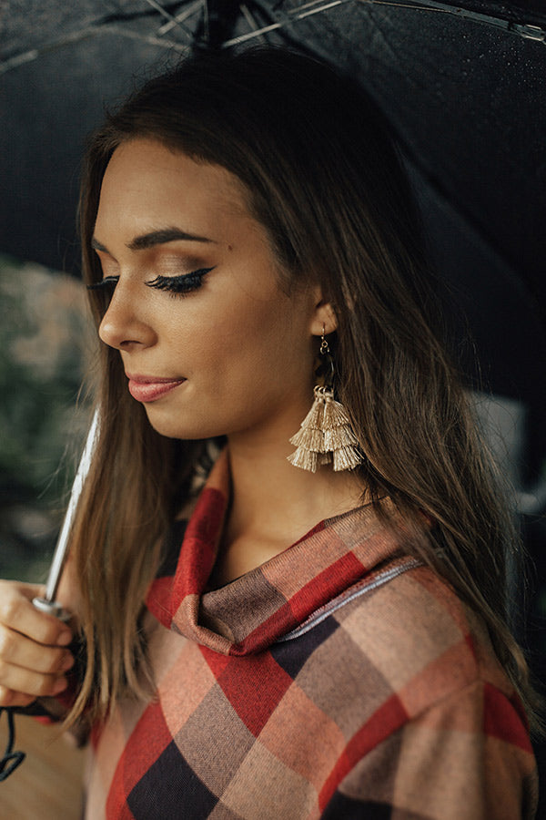 Make My Day Tassel Earrings in Iced Latte