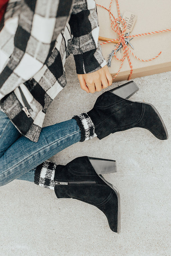 The Parton Faux Suede Bootie In Black