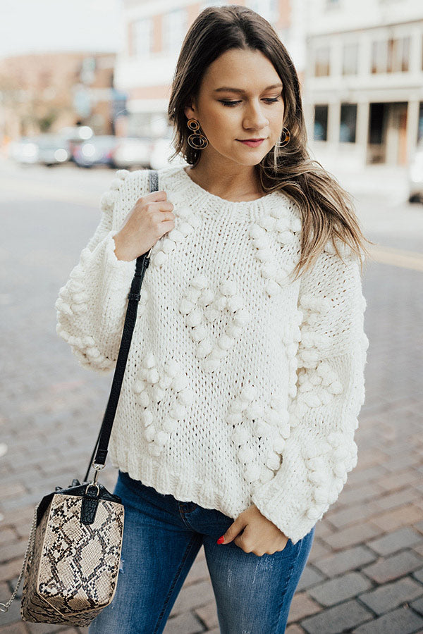 Falling In Love Hand-Knit Sweater In Cream