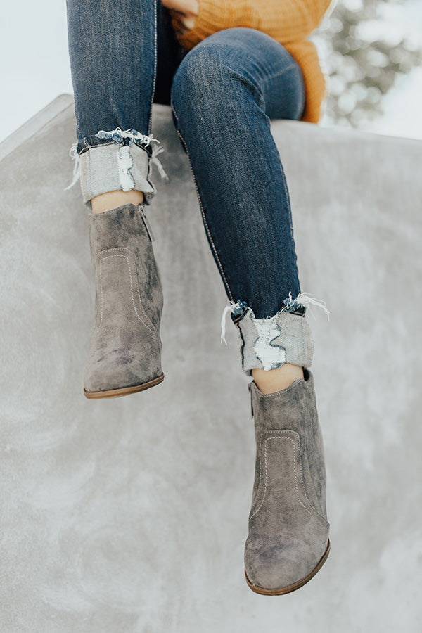 The Parton Faux Suede Bootie In Grey