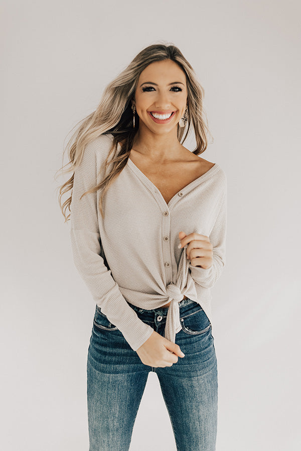 Visiting Vail Waffle Knit Shift Top in Birch