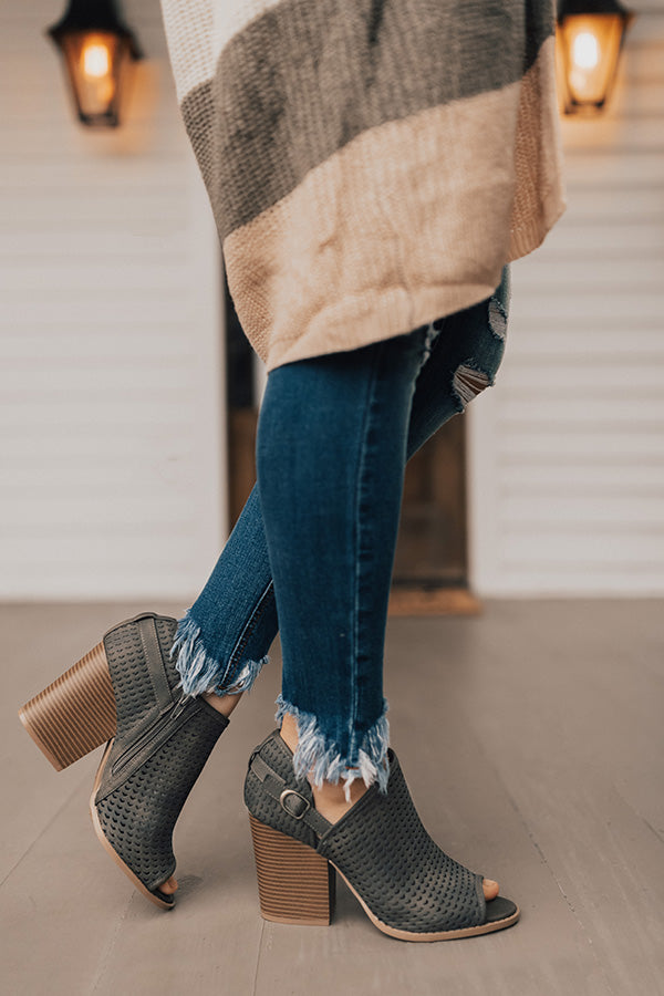 The Caitlyn Peep Toe Bootie In Army Green