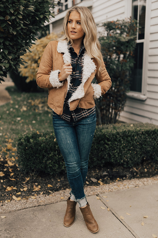 Cozier In Colorado Faux Suede Jacket in Tan Image - 1