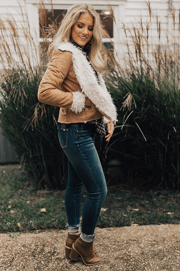 Cozier In Colorado Faux Suede Jacket in Tan Image - 1