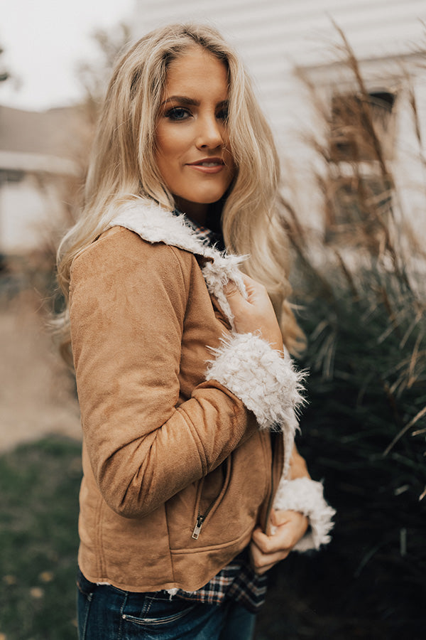Cozier In Colorado Faux Suede Jacket in Tan Image - 1