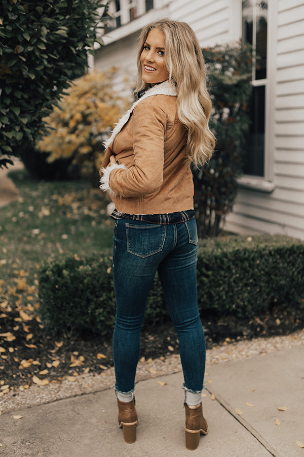 Cozier In Colorado Faux Suede Jacket in Tan Image - 1
