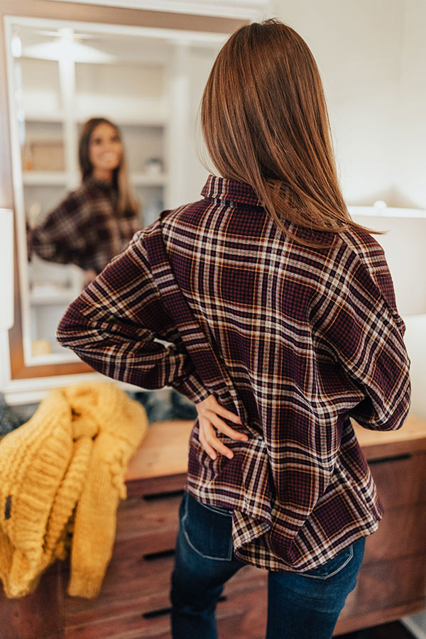 The Jet Set Type Plaid Button Up In Merlot Image - 1