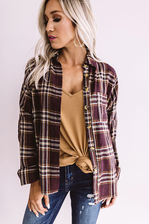 The Jet Set Type Plaid Button Up In Merlot Image - 1