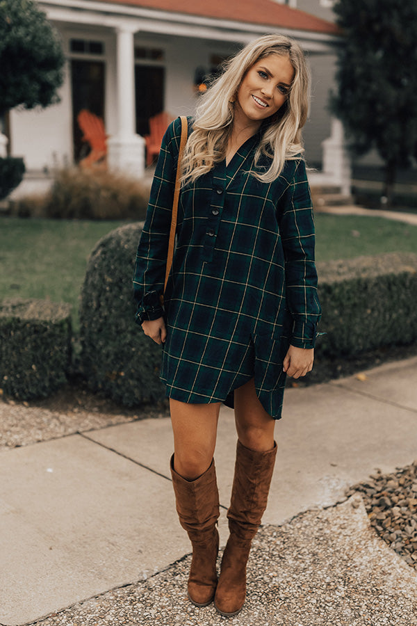 Forever Favorite Plaid Dress In Green Forever Favorite Plaid Dress In Green