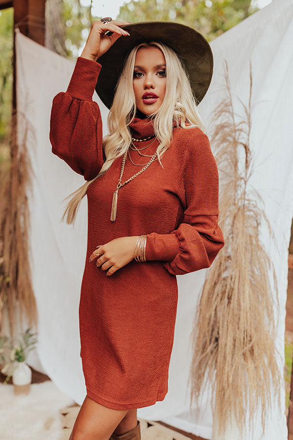 Hey Pumpkin Sweater Dress In Rust Hey Pumpkin Sweater Dress In Rust