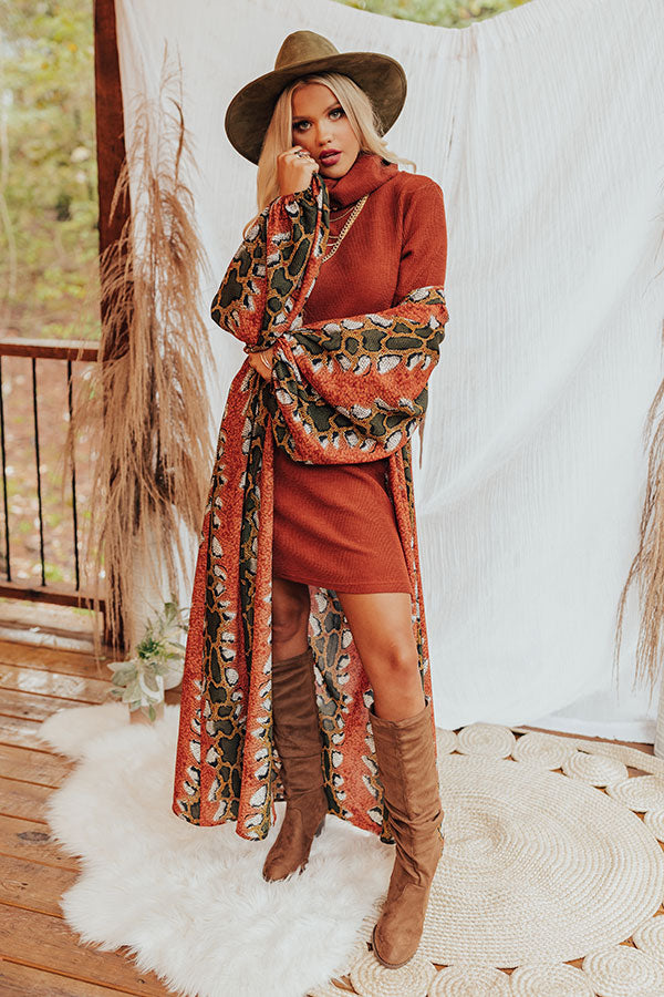 rust knitted dress Lady Black Tie - Stolen Kisses Rust Long Sleeve Sweater Dress