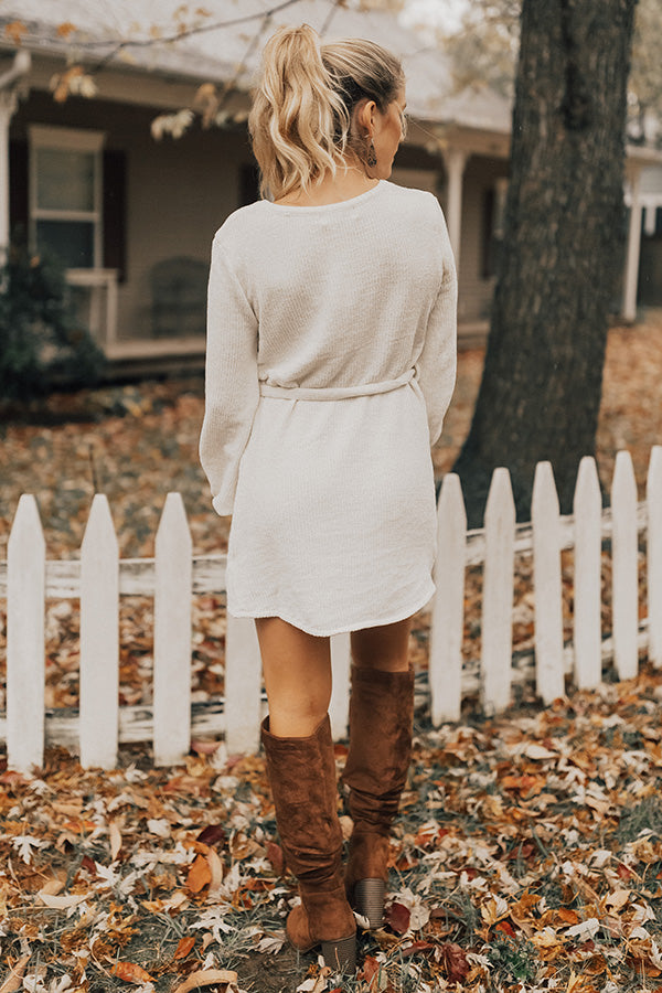Keeping Cozy Chenille Sweater Dress in Ivory Keeping Cozy Chenille Sweater Dress in Ivory