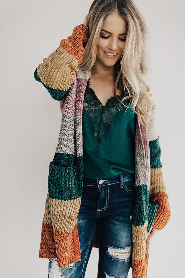 Making Magic Color Block Chenille Cardigan in Birch Image - 1