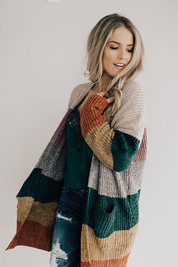 Making Magic Color Block Chenille Cardigan in Birch Image - 1