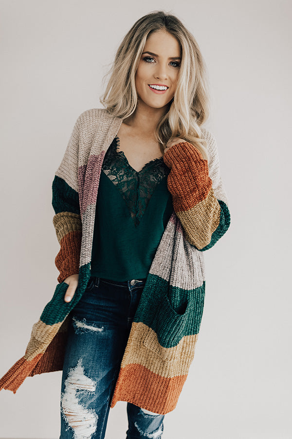 Making Magic Color Block Chenille Cardigan in Birch Image - 1