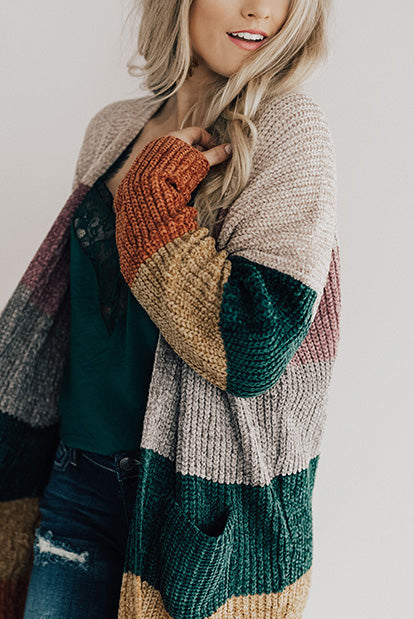 Making Magic Color Block Chenille Cardigan in Birch Image - 1