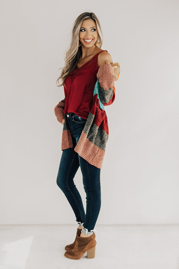 Making Magic Color Block Chenille Cardigan in Tangerine Image - 1