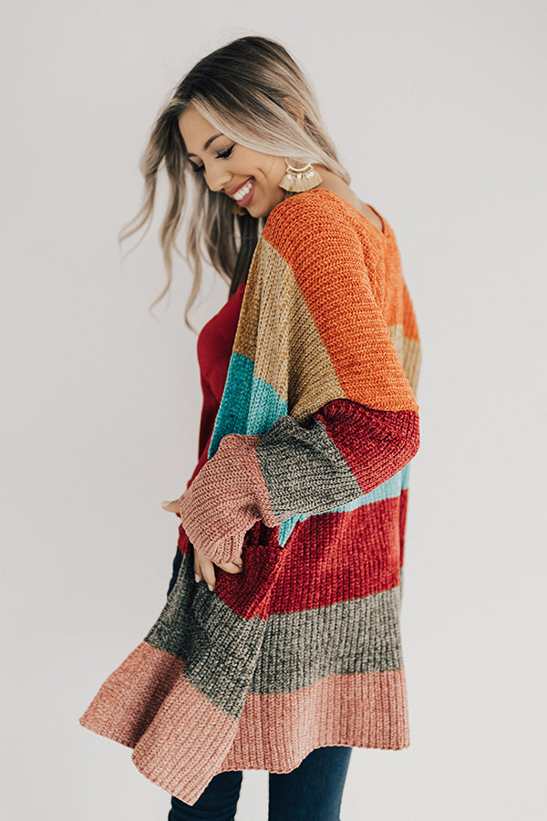 Making Magic Color Block Chenille Cardigan in Tangerine